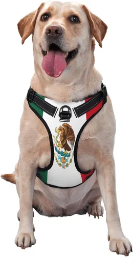 Miniatura 6 de Arnés de chaleco sin tirones de la bandera de México para perros pequeños, medianos y grandes, cachorros, mascotas, gatos, caminar al aire libre
