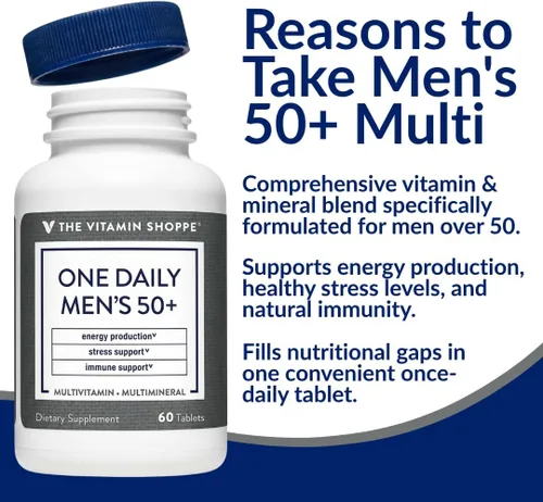 Miniatura 4 de The Vitamin Shoppe Brand One Daily - Multivitamínico multimineral para hombres con magnesio, zinc, calcio y más, estrés energético y apoyo