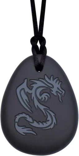 Miniatura 7 de Collar sensorial masticable de dragón para adultos o niños, joyería de juguete masticable para niños y niñas (azul marino/negro)