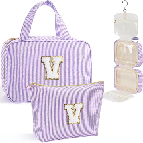 Miniatura 22 de YOOLIFE Regalos de cumpleaños para mujeres adolescentes, neceser colgante con inicial para mujeres, adolescentes y niñas, bolsa de aseo de viaje