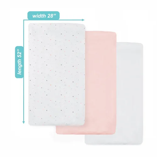 Miniatura 2 de American Baby Company Paquete de 3 sábanas bajeras para cuna de 100 % algodón natural de 52 x 28 pulgadas, suaves, transpirables, hipoalergénicas