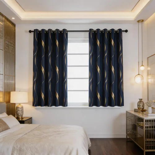 Miniatura 27 de MYRU Juego de 2 paneles de cortinas cortas de cocina para dormitorio, cortinas de rayas con estampado de aluminio para sala de estar
