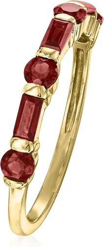 Miniatura 3 de Ross-Simons Anillo de granate redondo y baguette de 0,80 qt t en oro amarillo de 14 quilates