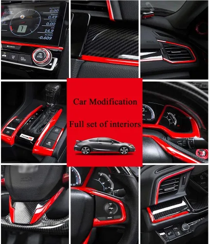 Miniatura 7 de XITER Panel de engranajes de fibra de carbono y plástico ABS, decoración de caja de cambios, accesorios para Honda 10th Civic 2016 2017 2018 2019