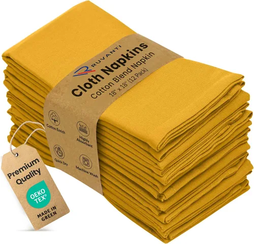 Miniatura 30 de Ruvanti - Juego de 4 servilletas de tela de 45x45 centímetros, lavables, suaves, duraderas, absorbentes, mezcla de algodón. Servilletas de mesa