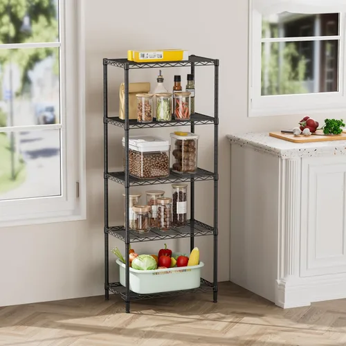 Miniatura 8 de SINGAYE Estantes de almacenamiento de 5 niveles, estantería de alambre, estante de metal para cocina, lavandería, organización del hogar, despensa