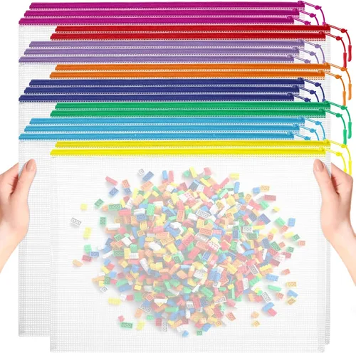 Miniatura 7 de 20 bolsas de malla con cremallera, tamaño A3 de 17 x 12 pulgadas, grandes bolsas reutilizables con cremallera para organizar el aula