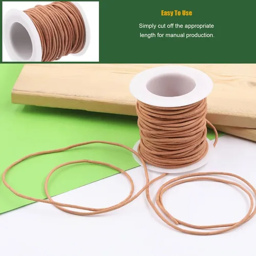 Miniatura 6 de Keadic Cordón redondo de cuero de 11 yardas, cuerda de cuero crudo natural para cordones, pulseras, collares, colgantes de joyería y manualidades