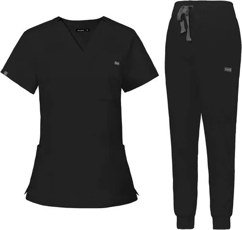 VIAOLI Conjunto de ropa quirúrgica para mujer, conjunto de camiseta médica y pantalón deportivo, ropa de trabajo, clínico moderno, traje atlético