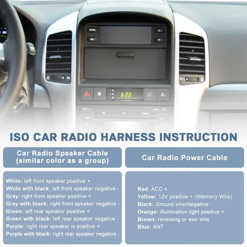 Miniatura 2 de Adaptador estéreo universal del arnés de cableado de la radio del coche del ISO, conector audio del altavoz del cable de alimentación del cable