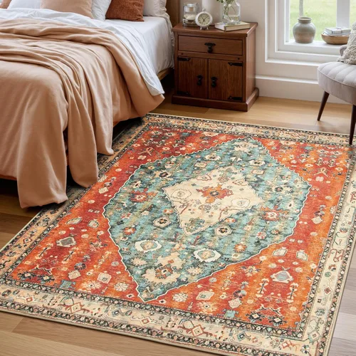 Miniatura 242 de Lahome Alfombra Bohemia Tribal Lavable de 3 x 5, Alfombras Antideslizantes para Entrada, Dormitorio, Sala de Estar, Vintage, Ultra Suave, No