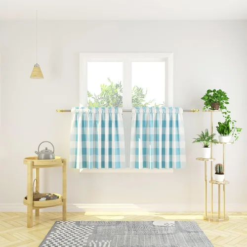Miniatura 149 de Cenefas de cortina para ventana de 16 pulgadas de largo, 2 paneles de cuadros búfalo, cortinas pequeñas con bolsillo para barra, estilo clásico