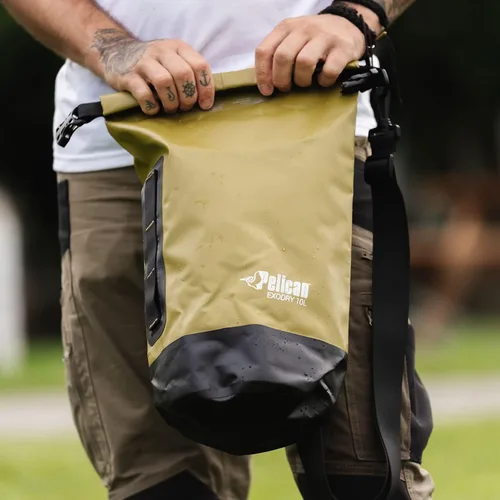 Miniatura 4 de Pelican Bolsa seca impermeable 10L/20L/30L - Reflectante - Exodry - Impermeable - Mantiene el equipo seco para kayak, playa, rafting y pesca Oliva