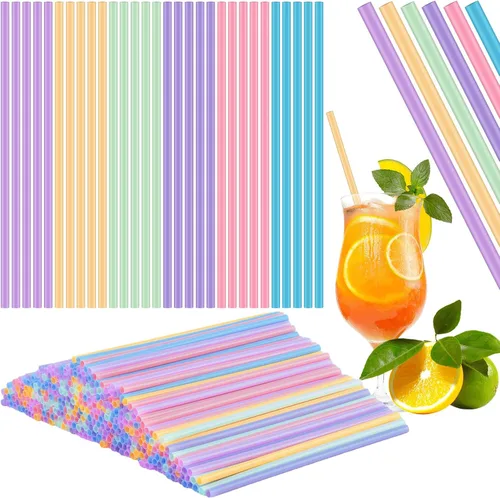 Miniatura 7 de Hushee 500 pajitas de plástico desechables a granel coloridas pajitas de plástico pastel desechables de plástico para bebidas diarias de jugo de 7.9