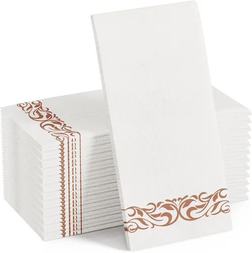 FOCUSLINE 100 servilletas de baño de tacto de lino, toallas desechables para huéspedes suaves y absorbentes, toallas de mano de papel similar a la