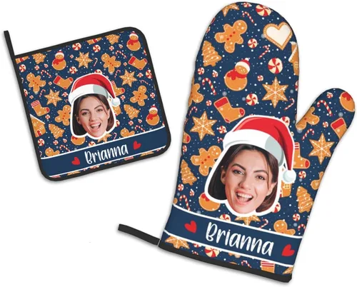 Miniatura 43 de Manoplas de horno personalizadas para Navidad, juego de guantes de horno personalizados y soportes para ollas con foto, divertidos regalos