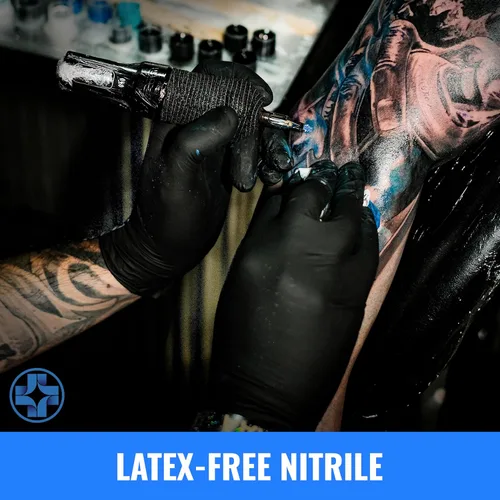 Miniatura 3 de Saniderm Guantes de tatuaje de nitrilo – Caja de 100 – Guantes desechables duraderos de 4.5 mil, sin polvo, sin látex