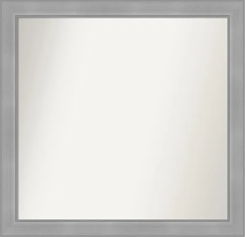 Miniatura 529 de Amanti Art Espejo de baño plateado para sobre el fregadero, 24 x 24 pulgadas, espejo cuadrado de peltre forjado a medida, marco de madera casual
