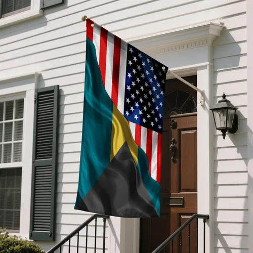 Miniatura 6 de Banderas de las Bahamas de Estados Unidos y las Bahamas de Estados Unidos de América y las Bahamas de 3 x 5 pies de doble cara impresas con 2 ojales