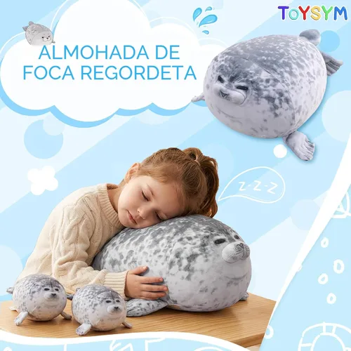 Miniatura 2 de TOYSYM - Almohada de foca gordita de peluche linda con 4 peluches bebés en su barriga, juguete de animales de algodón suave para regalos para niños