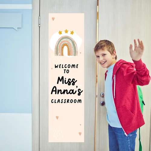 Miniatura 2 de Andaz Press Letrero de bienvenida vertical personalizado para el aula de 13 x 47 pulgadas para profesores, letreros de puerta de aula, letrero
