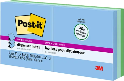 Miniatura 11 de Post-it Notas emergentes súper adhesivas, 3 x 3 pulgadas, 6 blocs, 2 veces el poder de pegado, Poptimista, colores brillantes, reciclables