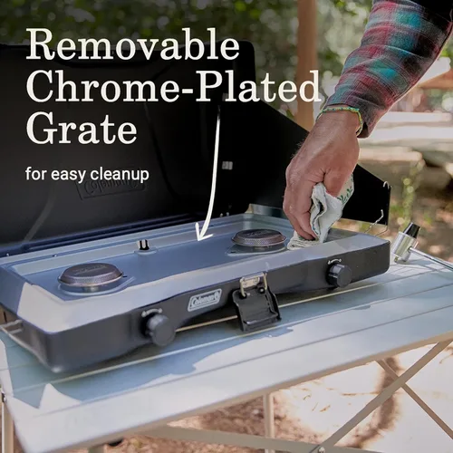 Miniatura 4 de Coleman Triton - Estufa de propano de 2 quemadores, estufa portátil para acampar con 2 quemadores ajustables y protectores contra el viento, 22,000