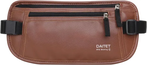 Miniatura 9 de DAITET Cinturón de dinero, soporte para pasaporte, cartera de viaje oculta segura con bloqueo RFID, riñonera encubierta (negro), Negro, Rfid