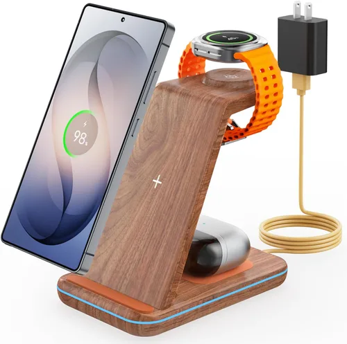 Miniatura 10 de Cargador inalámbrico para Samsung y Android: estación de carga JoyGeek 3 en 1 para S26/S25/S24/S23/S22/S21/S20/Note20/Z Fold&Flip, Galaxy Negro