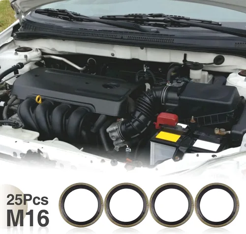Miniatura 3 de X AUTOHAUX 25pcs M16 Tono Bronce Motor de Coche Drenaje de Aceite Triturado Plano Juntas de Arandela
