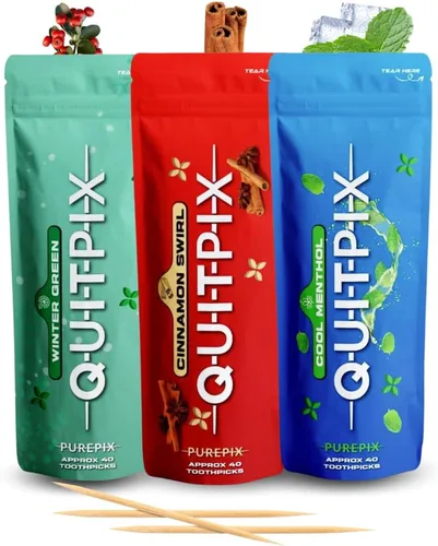 Miniatura 8 de QuitPix - Palillos de dientes con sabor prémium con infusión para ayudar a dejar de fumar, sin nicotina, sin OMG, Kosher Vegan Cool Mentol 40 Cool