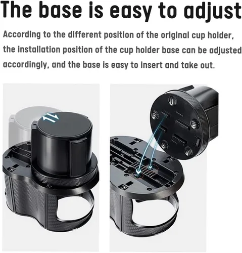 Miniatura 5 de Adaptador expansor para portavasos de auto todo uso 2 en 1, organizador multifuncional con rotación ajustable de 360 grados, para barco/autocaravana