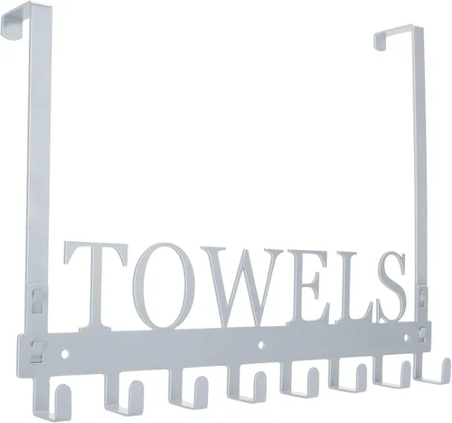 Miniatura 8 de Azmoncy Ganchos sobre la puerta, toallero para baño, soporte para toallas para colgar de alta resistencia, colgador de toallas de montaje en pared