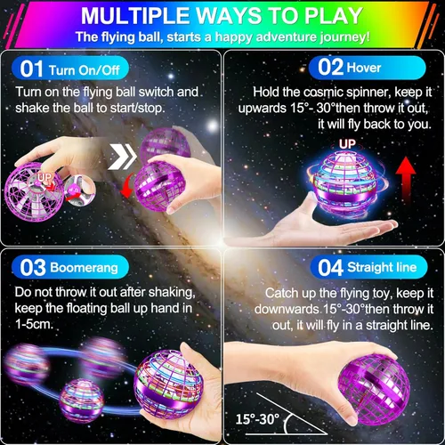 Miniatura 6 de Vantexi Juguete de bola de orbe volador, LED de paracaídas mejorado 2026, bola de gravedad mágica controlada a mano, boomerang de globo cósmico