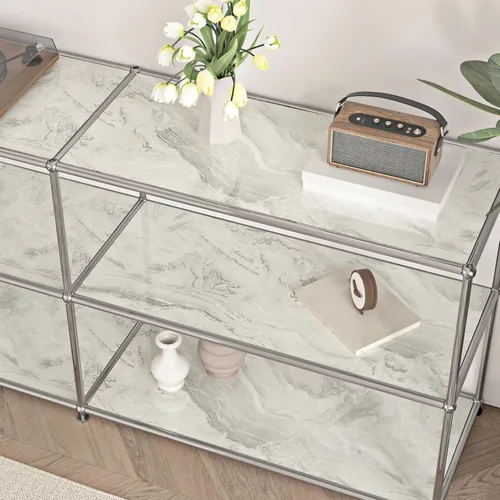 Miniatura 4 de Papel de contacto de mármol beige y plateado brillante para encimeras, papel tapiz de despegar y pegar para gabinetes, película de vinilo para baño