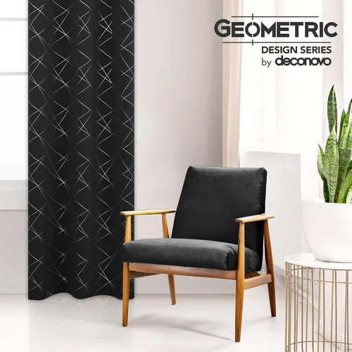 Miniatura 3 de Deconovo Cortinas opacas para dormitorio con estampado de líneas geométricas, juego de 2 paneles, eficiencia energética, con ojales, para oscurecer