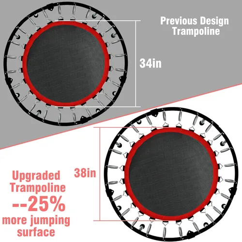Miniatura 4 de Mini trampolín plegable para adultos y niños de 40 pulgadas con barra de espuma ajustable para entrenamiento en interiores Rojo