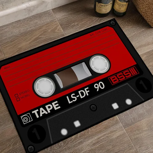 Miniatura 4 de keepcute - Alfombra de área con diseño de cinta de cassette de audio, antideslizante, ideal para dormitorio, oficina, sala de estar, decoración