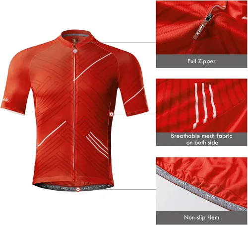 Miniatura 4 de Santic Camiseta de ciclismo para hombre, manga corta, camisas de ciclismo de montaña, chaqueta de bicicleta con bolsillos