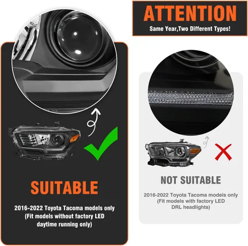 Miniatura 3 de Para Toyota Tacoma 2005-2011 Conjunto de faros delanteros Tacoma Pickup Truck carcasa cromada reflector ámbar reemplazo lado conductor y pasajero