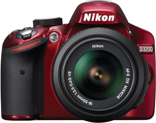 Miniatura 2 de Nikon D3200 24.2 MP CMOS Digital SLR con lente de zoom 18-55 mm f/3.5-5.6 AF-S DX VR NIKKOR (Rojo)