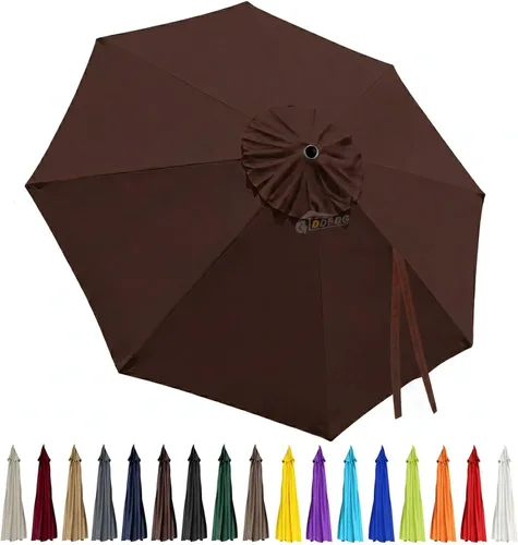 Miniatura 28 de Toldo de repuesto para sombrilla de patio de 10 pies, 8 varillas, impermeable y resistente a la decoloración, tela de poliéster gruesa para patio