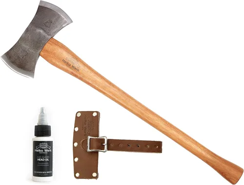 Miniatura 19 de 1844 Helko Werk Germany Hacha tradicional de carpintería de la Selva Negra, hecha en Alemania, Hacha Bushcraft forjada a mano y hacha forestal