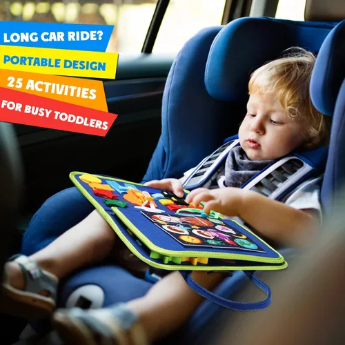 Miniatura 5 de Guolely Busy Board Montessori - Juguete para niños de 3 a 6 años, tablero sensorial de desarrollo de actividades educativas para habilidades motoras