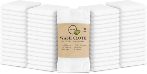 Miniatura 27 de Paquete de 24 paños 100 % algodón (12 x 12 pulgadas), suaves, altamente absorbentes, toallas para la cara, paños de lavado para la cara, hilado