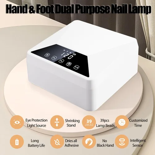 Miniatura 2 de Lámpara de pie UV, lámpara UV recargable de 78 W para pies, secador de uñas LED con soporte telescópico oculto, esmalte de uñas inalámbrico