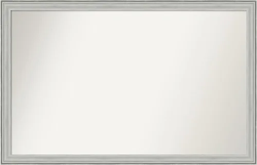 Miniatura 7 de Amanti Art Espejo de baño plateado para sobre fregadero, 25 x 25 pulgadas, espejo de tocador cuadrado estrecho de níquel cepillado, marco de madera