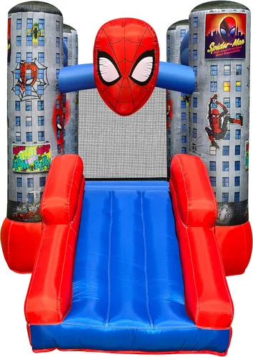 Miniatura 5 de Funormous Marvel Spider-Man Casa de Rebote Inflable con Tobogán, Castillo Hinchable de Spiderman para Niños, Interior y Exterior, Plus Soplador