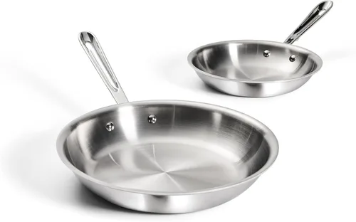Miniatura 9 de All-Clad D3 - Juego de sartenes de acero inoxidable de 3 capas, 10,12 pulgadas, seguro para inducción, horno y asador hasta 600°F, sartenes