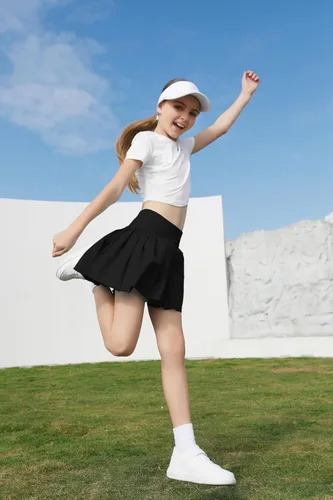 Miniatura 3 de SANGTREE Falda de Tenis Plisada para Mujer Falda Pantalón Atlética con Bolsillos Niñas Shorts de Entrenamiento de Pickleball de Cintura Alta